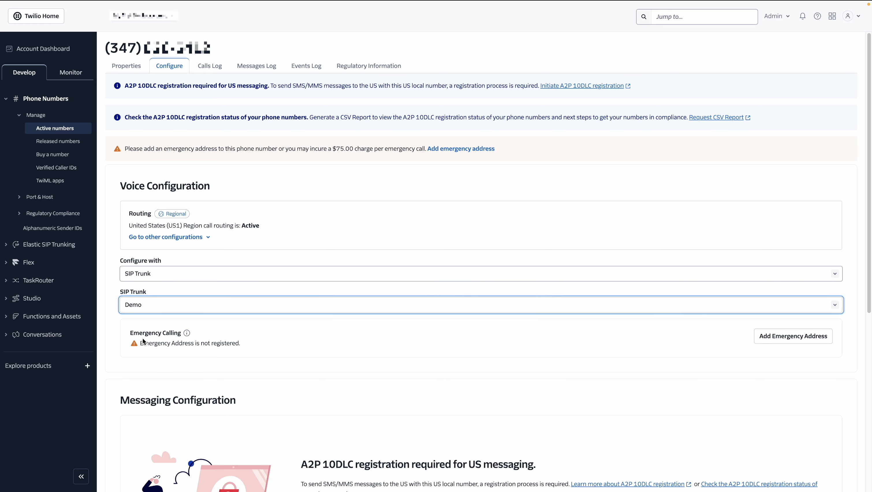twilio sip trunk config