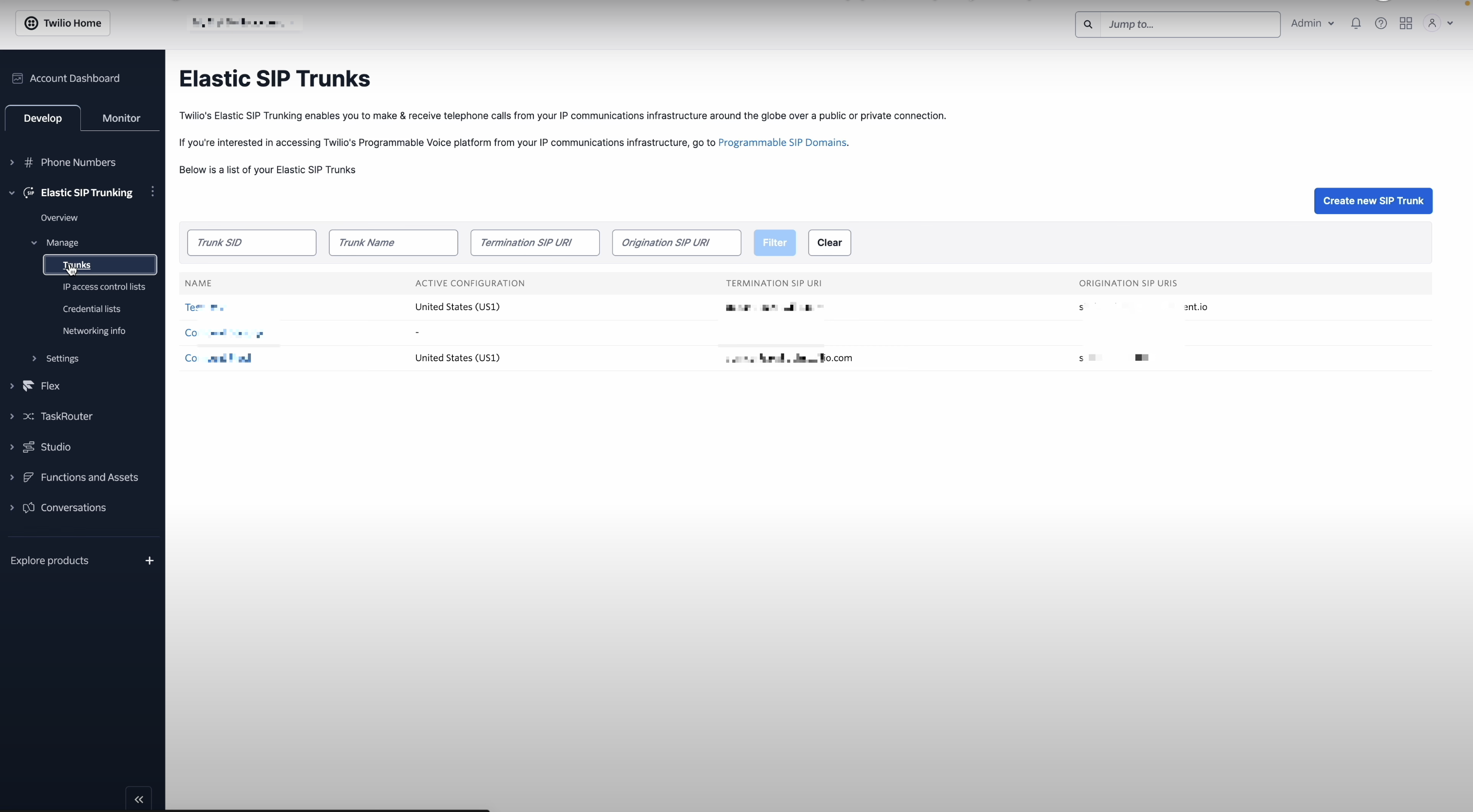 twilio sip trunk