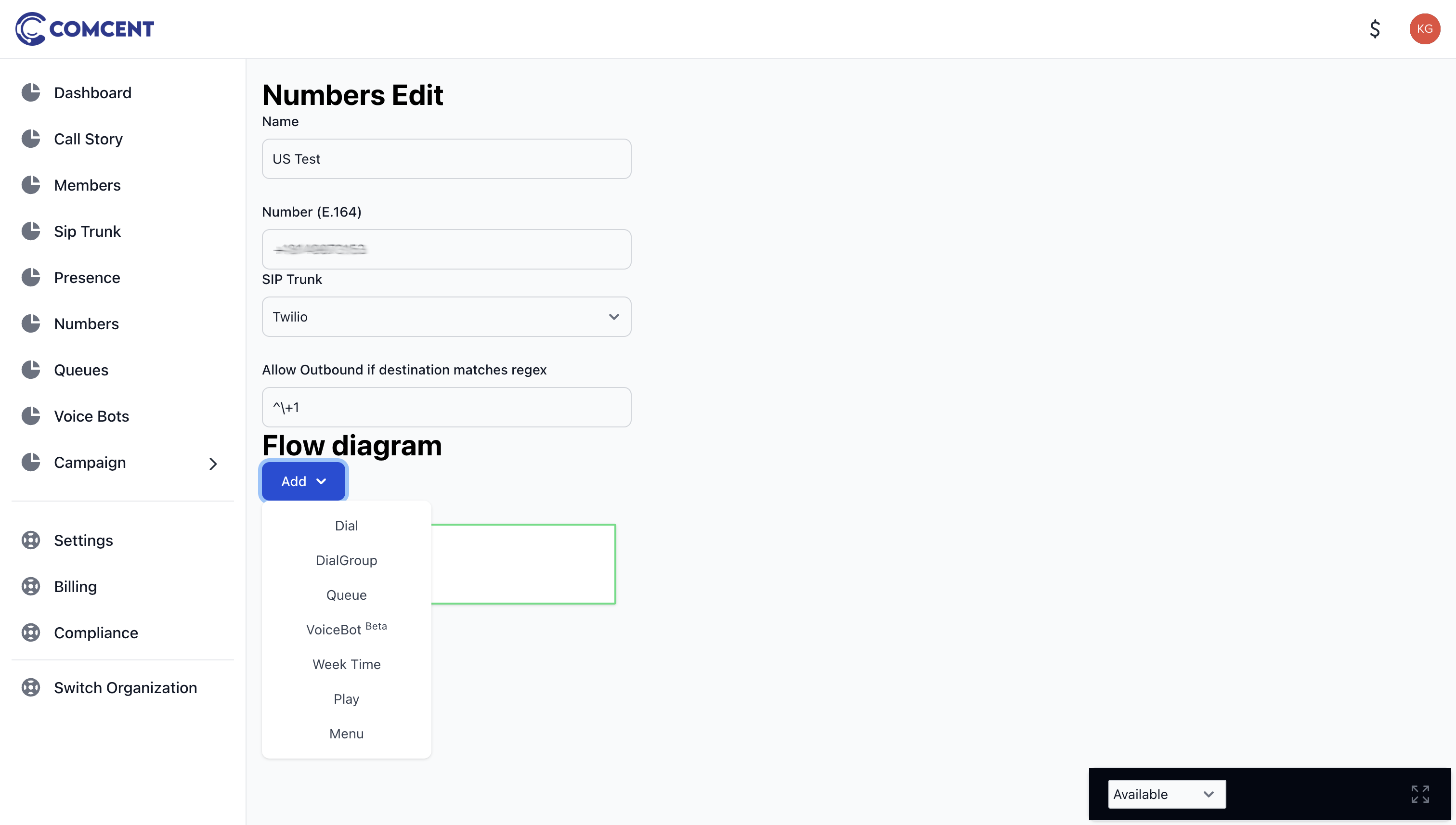 Nodes dropdown