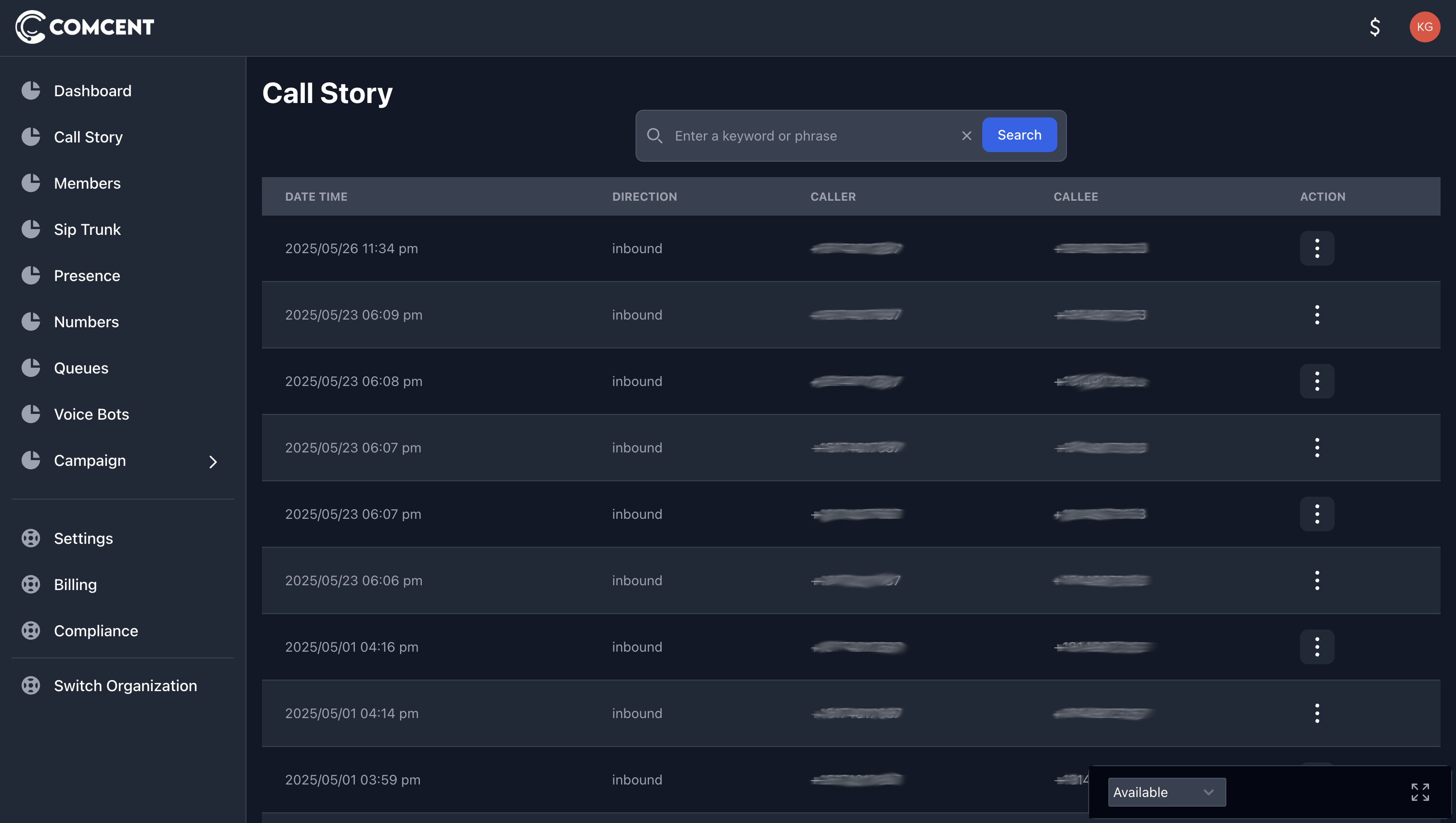 Call story page