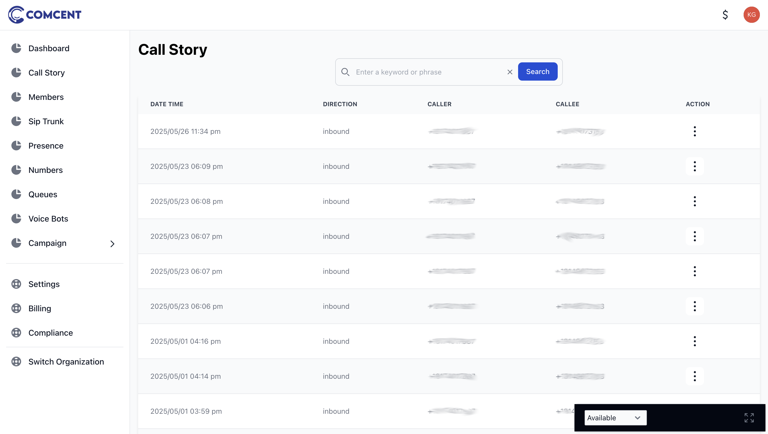 Call story page